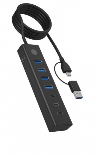 IcyBox Hub IB-HUB1737-C3 7-Port USB 3.2 Gen 1 Hub, 3x USB Type-C.,  4x USB Type-A