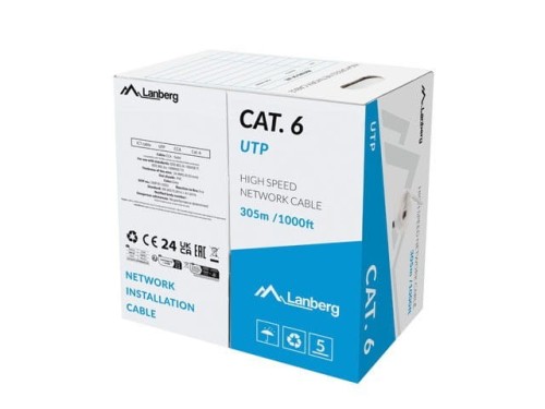 Lanberg Kabel LAN UTP KAT.6 305M drut CCA szary fluke passed