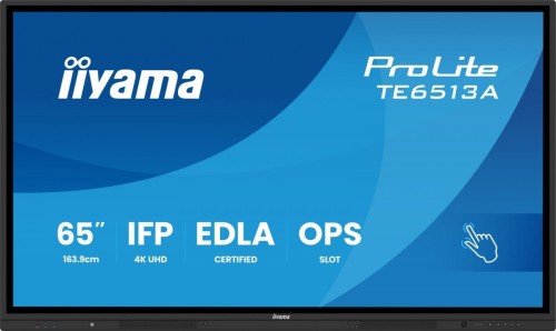 IIYAMA Monitor 65 cali TE6513A-B1AG INFRARED,40pkt,IPS,4K,7H,450cd/m2,      WiFi,USB, ANDROID 14, Google EDLA,2x20W, UCHWYT CIENNY