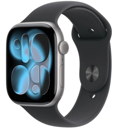 Apple Watch Series 11 GPS+Cellular koperta 42 mm z aluminium w kolorze gwiezdnej szarości, pasek sportowy w kolorze czarnym - rozmiar M/L
