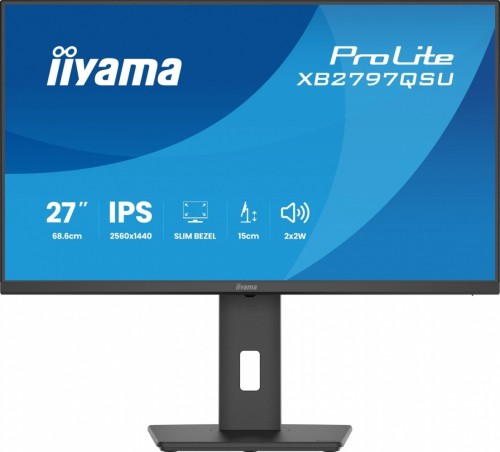 IIYAMA Monitor ProLite  27 cali XB2797QSU-B1 IPS,QHD,2xHDMI,DP,350cd,75Hz,1000:1,     USB HUB,x4 ((2x Type-A v.3.2 Gen 1 (5Gbps, 4.5W) 2x Type-C (5Gbp