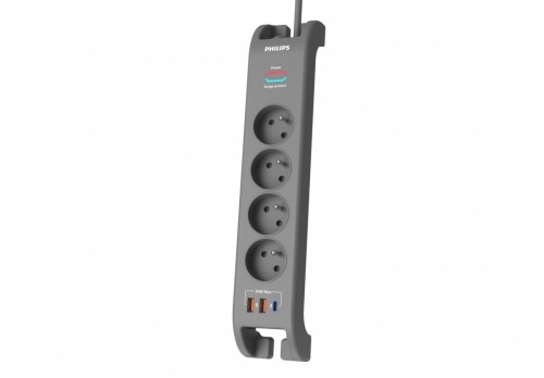 Philips Listwa antyprzepięciowa 2m, 4 gniazda, 1xUSB-C, 2xUSB-A,PD 20W / QC 18W, 2400 J ochrony przeciwprzepięciowej