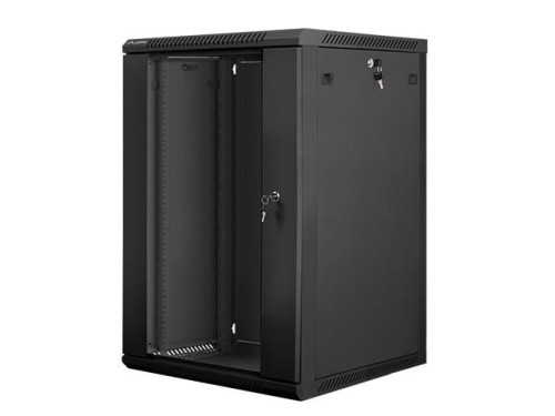 LANBERG Szafa instalacyjna wisząca 19'' 18U 600X600mm czarna (drzwi      szklane)