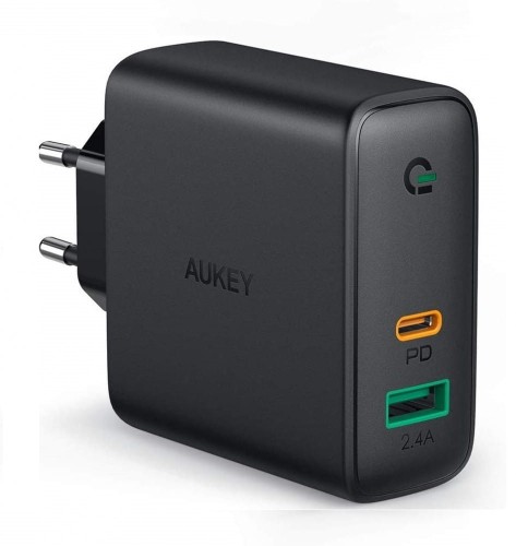 AUKEY PA-D1 ultraszybka ładowarka sieciowa 2xUSB Power Delivery (1xUSB A+1xUSB C) 5.4A 30W Dynamic Detect