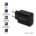 Qoltec Ładowarka sieciowa | 18W | 5-12V | 1.5-3A | USB typ C PD |       USB QC 3.0 | Czarna