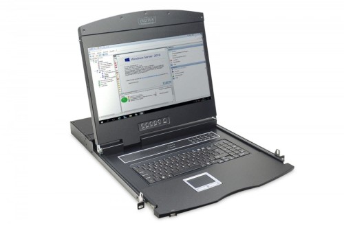 Digitus Konsola 19 LCD z touchpad KVM 8 portów 1U komplet kabli (8xDS-19231) klawiatura US
