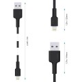 AUKEY CB-AL05 ultraszybki nylonowy kabel Quick Charge Lightning-USB | 2m | certyfikat MFi Apple
