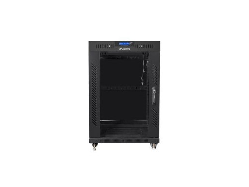 LANBERG Szafa instalacyjna rack stojąca 19 15U 600x800 czarna, drzwi szklane lcd (flat pack)