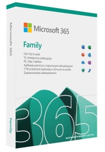 Microsoft Microsoft 365 Family PL P8 1Y Win/Mac Medialess Box 6GQ-01593 Zastępuje P/N: 6GQ-01161