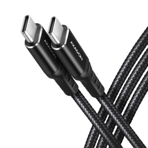 AXAGON BUCM-CM30AB Kabel USB-C - USB-C 2.0, 3m, PD 60W, 3A, ALU, oplot, Czarny