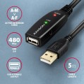 AXAGON Kabel ADR-205 USB 2.0 A-M -> A-F aktywny kabel przedłużacz/wzmacniacz 5m
