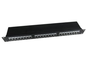 Gembird Patch Panel 24 Porty 1U 19'' Kat.5e ekran z funkcją organizacji  kabli czarny