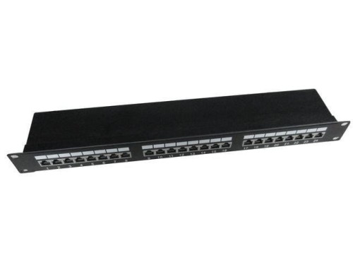 Gembird Patch Panel 24 Porty 1U 19'' Kat.5e ekran z funkcją organizacji  kabli czarny