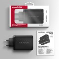 AXAGON ACU-DPQ100 Ładowarka sieciowa, GaN 100W, 3x port (USB-A + dual USB-C) PD3.0/QC4+/PPS/Apple, czarna