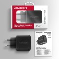 AXAGON Ładowarka sieciowa ACU-PQ45 2-port  QC3.0,4.0/AFC/FCP/PPS/Apple  + PD type-C, 45W, Czarna