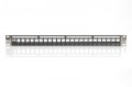Digitus Panel krosowy (patch panel) modularny 19" 24 porty pod moduły keystone, 1U, ekranowany, prowadnica kabli, wymienne pola opisowe Czarny
