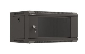 Lanberg Szafa instalacyjna rack wisząca 19" 4U 540x350 czarna drzwi   przeszklone ( flat pack)