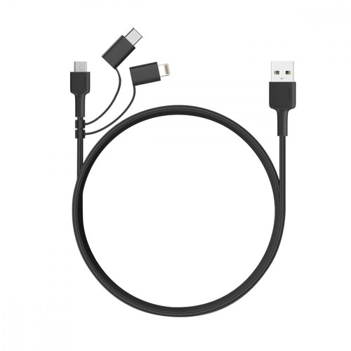 AUKEY CB-BAL5 3w1 ultraszybki nylonowy kabel Quick Charge micro USB | USB C | Lightning | 1.2m