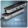 AXAGON HMC-6GLN Wieloportowy hub USB 6in1, 5Gbps, 2xUSB-A, 1x USB-C, GLAN, HDMI 4K/60Hz, PD 100W, 20cm USB-C kabel