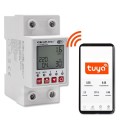 Qoltec Przekaźnik 63A na szynę DIN z licznikiem energii elektrycznej |  Timer | Tuya | Wi-Fi | LED