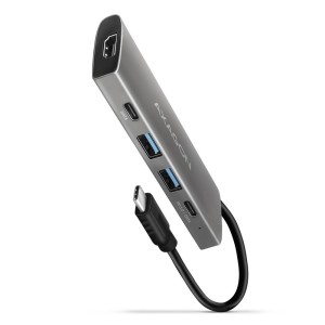 AXAGON HMC-5G21 Wieloportowy hub USB 5in1, 10Gbps, 2x USB-A + 2x USB-C + HDMI 4K/30Hz, PD 60W, 13cm USB-C kabel