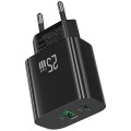 USAMS Ładowarka sieciowa 25W 1xUSB-C 1xUSB-A Fast Charging Czarna