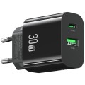 USAMS Ładowarka sieciowa 30W 1xUSB-C 1xUSB-A Fast czarging Czarna