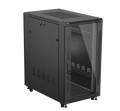 Lanberg Szafa instalacyjna rack stojąca 19" 22U 600x1000 czarna drzwi   przeszkolne ( flat pack)