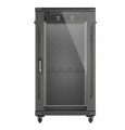 Lanberg Szafa instalacyjna rack stojąca 19" 22U 600x1000 czarna drzwi   przeszkolne ( flat pack)