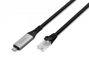 Digitus Kabel adapter USB-C - RJ45 Kat. 6A S/FTP, 1 Gbit/s, USB 3.2 Gen1, LSZH, 5m
