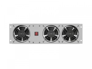 Lanberg Panel wentylacyjny pionowy 19 cali 3U do szaf rack, trzy wentylatory, 230V, szary
