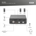 Digitus Przełącznik KVM, 2 portowy, 4K 60Hz, 2xDisplayPort IN, 1xDisplayPort OUT, 2xUSB, 2xAudio IN&OUT