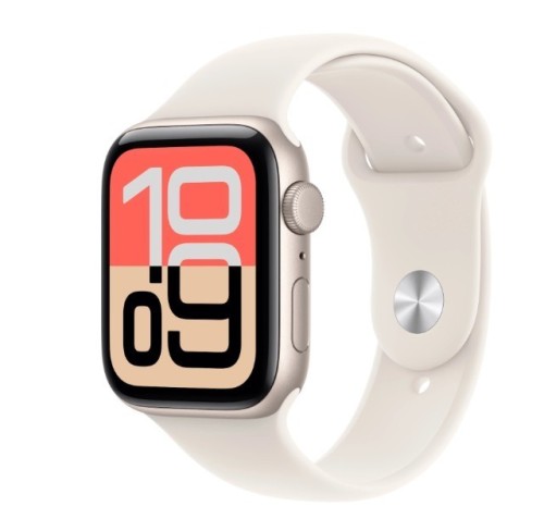 Apple Watch SE 3 GPS+Cellular koperta 40 mm z aluminium w kolorze księżycowej poświaty, pasek sportowy w kolorze księżycowej poświaty - rozmiar S/M