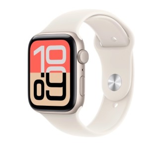 Apple Watch SE 3 GPS+Cellular koperta 44 mm z aluminium w kolorze księżycowej poświaty, pasek sportowy w kolorze księżycowej poświaty - rozmiar S/M