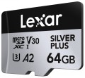 Lexar Karta pamięci microSD 64GB C10 A2 U3 V30 205/100MB/s Silver Plus