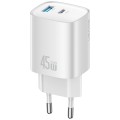 USAMS Ładowarka sieciowa T66 45W GaN CC290 USB-A + USB-C Fast charge