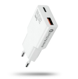 everActive Ładowarka sieciowa SUPER SLIM QC 3.0 30W 1XUSB 1XUSB-C biała SC-380Q