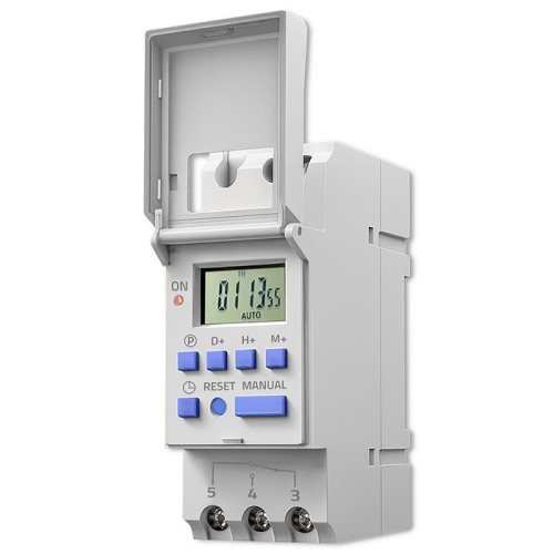 Qoltec Elektroniczny programator czasowy TIMER na szynę DIN z wbudowanš bateriš | harmonogram 7 dni | 16 programów
