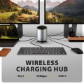 AXAGON HMC-WL9 Wieloportowy hub USB 9in1, 10Gbps, 3xUSB-A, 1xUSB-C, DP 8K/60Hz, HDMI 4K/60Hz, PD 100W, GLAN, 100cm USB-C kabel, wireless charging 15W
