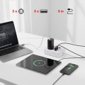 Maclean Listwa zasilająca, MCE388 W 2 gniazda, 3xUSB, 110-240V AC 50/60Hz, 2.1A max 2500W, 3m biała