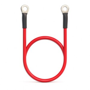 Qoltec Przewód akumulatorowy z końcówkami konektorowymi M8 | Kabel z     oczkiem 8mm | 60cm | Czerwony