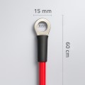 Qoltec Przewód akumulatorowy z końcówkami konektorowymi M8 | Kabel z     oczkiem 8mm | 60cm | Czerwony