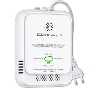 Qoltec Czujnik tlenku węgla (czadu) | detektor CO | alarm 85dB | LED