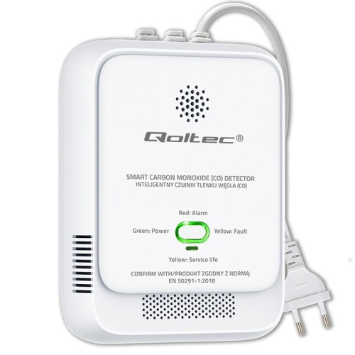Qoltec Czujnik tlenku węgla (czadu) | detektor CO | alarm 85dB | LED