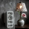 Maclean Rozdzielacz na 3 gniazda MCE248 F/W 2xUSB-A 2xUSB-C biały