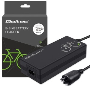 Qoltec Ładowarka do roweru elektrycznego 36V | 42V | 2A | wtyczka Bosch 3Pin + kabel zasilający