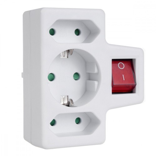 Maclean Gniazdko 1x16A 2x2.5A Schuko MCE215 z włącznikiem/wyłącznikiem, maks obciążenie 3680W, 2x wtyczka euro, 1x schuko