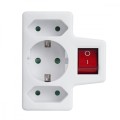 Maclean Gniazdko 1x16A 2x2.5A Schuko MCE215 z włącznikiem/wyłącznikiem, maks obciążenie 3680W, 2x wtyczka euro, 1x schuko