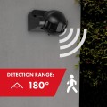 Maclean Czujnik ruchu PIR MCE358 B/B IP44, zasieg 12m, max obciążenie 300/1200W, czarny z czarną przesłoną