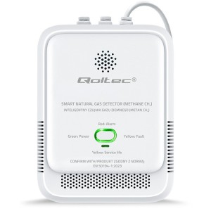 Qoltec Czujnik wycieku gazu ziemnego | detektor CH4 | NG | alarm 85dB | LED